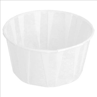 POTS PAPIER PLISSÉ 165 ML (5,5 oz) 80 G/M2 Ø8/6x4,3 CM BLANC PARCH.INGRAISSABLE (1000 UNITÉS)