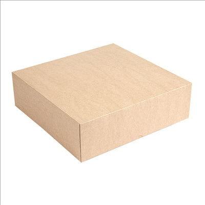 BOÎTES PATISSERIES SANS FENÊTRE 'THEPACK' 240 G/M2 26x26x8 CM NATUREL CARTON ONDULÉ NANO-MICRO (100 UNITÉS)