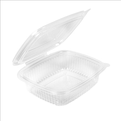 RÉCIPIENT AVEC COUVERCLE CHARNIÈRE 375 ML 14,3x12,6x4,1 CM TRANSPARENT PP (300 UNITÉS)