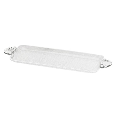 PLATEAU RECTANGULAIRE ANSES ALUMINIUM  55x16,5 CM TRANSPARENT POLYCARBONATE (1 UNITÉ)