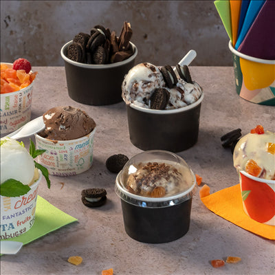 POTS À GLACES 180 ML 250 + 18PE G/M2 Ø 8,7x5,2 CM NOIR CARTON (2000 UNITÉS)