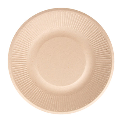 ASSIETTES 'BIONIC'  Ø 21x1,8 CM NATUREL BAGASSE (1000 UNITÉS)