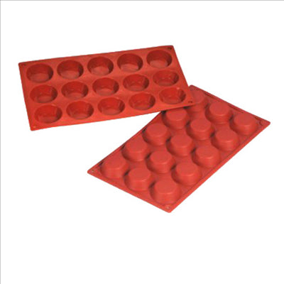 MOULE PETIT FOUR Ø 5x1,5 CM  17,5x30 CM ROUGE SILICONE (1 UNITÉ)