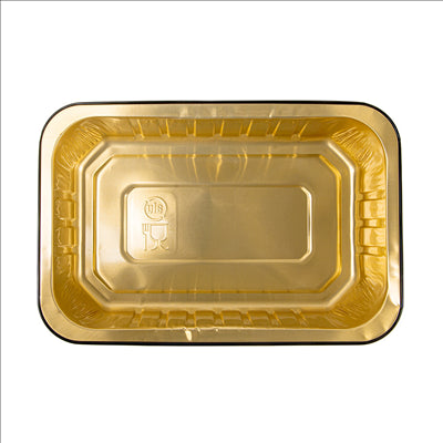 RÉCIPIENTS LAQUÉS 975 ML 21,4x14,2x4,5 CM NOIR/OR ALUMINIUM (50 UNITÉS)
