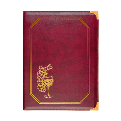 CARTE DES VINS 8 POCHETTES DIN-A4  25,5x33 CM BORDEAUX PVC (1 UNITÉ)