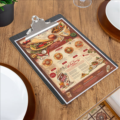 PLANCHE PORTE MENU AVEC PINCE  22,9x31,8x0,4 CM NOIR MDF (12 UNITÉS)