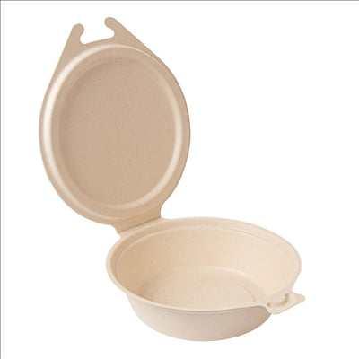 RÉCIPIENTS AVEC CHARNIERE 'BIONIC' 600 ML 18x13,5x5 CM NATUREL BAGASSE (300 UNITÉS)