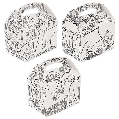 BOÎTES MENU ENFANT COLORIAGE  320 G/M2 15,50x10,50x17,50 CM BLANC CARTON (300 UNITÉS)