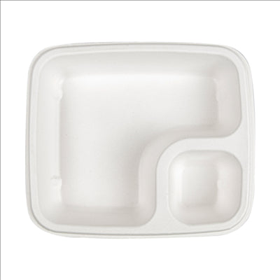 PLATEAU POUR NACHOS 'BIONIC'  19x16,5x3,8 CM BLANC BAGASSE (300 UNITÉS)