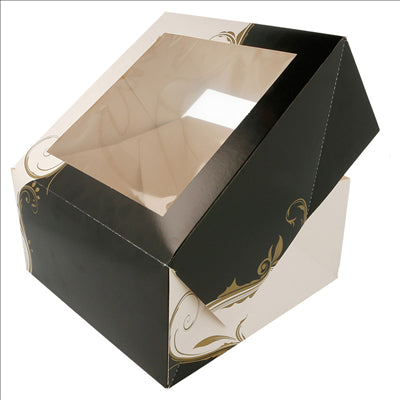 BOÎTES PÂTISSERIES AVEC FENÊTRE 'THEPACK CLASSIC' 250 G/M2 24x24x12 CM BLANC CARTON ONDULÉ NANO-MICRO (100 UNITÉS)