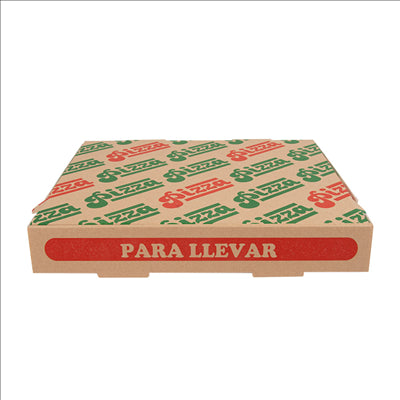 BOÎTES PIZZA 'THEPACK' 330 G/M2 26x26x3,8 CM NATUREL CARTON ONDULÉ MICROCANAL (100 UNITÉS)