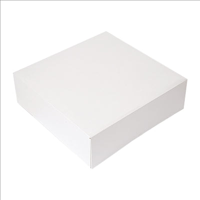 BOÎTES PATISSERIES SANS FENÊTRE 'THEPACK' 250 G/M2 32x32x10 CM BLANC CARTON ONDULÉ NANO-MICRO (100 UNITÉS)