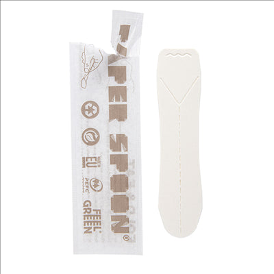 PETITES CUILLÈRES POUR GLACES EN SACHET 'PAPER SPOON' 590 G/M2 9,4 CM BLANC CARTON (400 UNITÉS)