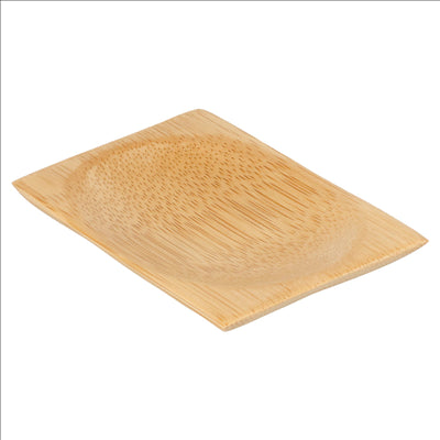 MINI ASSIETTES RECTANGULAIRES  6x8 CM NATUREL BAMBOU (24 UNITÉS)