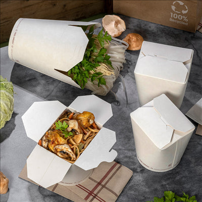 RÉCIPIENTS MULTIUSAGES 'COMPOSTABLE' 480 ML 325 G/M2 Ø8x9 CM BLANC CARTON (600 UNITÉS)