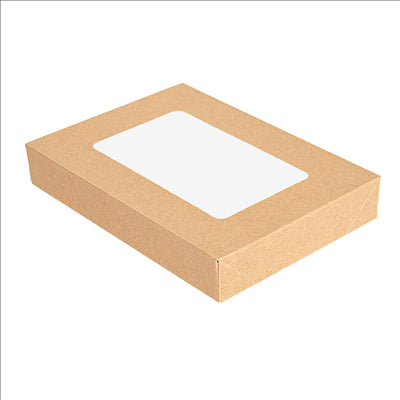 COUVERCLES AVEC FENÊTRE POUR BOÎTES 254.78 'THEPACK' 240 G/M2 11x15x2 CM NATUREL CARTON ONDULÉ NANO-MICRO (200 UNITÉS)