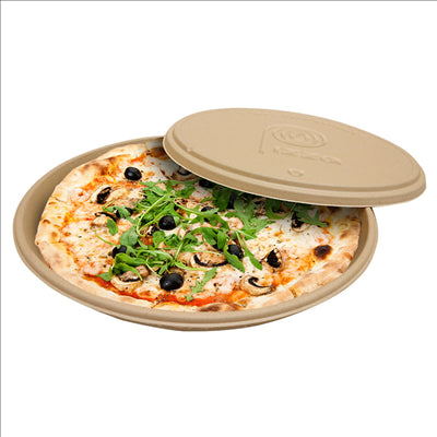 BASES RÉCIPIENT PIZZA 'BIONIC'  Ø 35,7x3,3 CM NATUREL BAGASSE (150 UNITÉS)