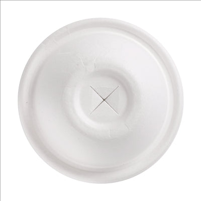 COUVERCLES HAUTS GOBELETS Ø9 CM 'BIONIC'  9x4,5 CM BLANC BAGASSE (1000 UNITÉS)