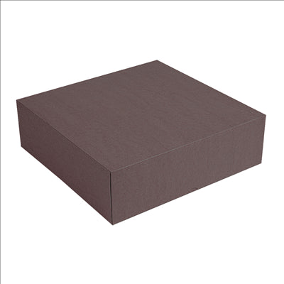 BOÎTES PATISSERIES SANS FENÊTRE 'THEPACK' 250 G/M2 26x26x8 CM CHOCOLAT CARTON ONDULÉ NANO-MICRO (100 UNITÉS)