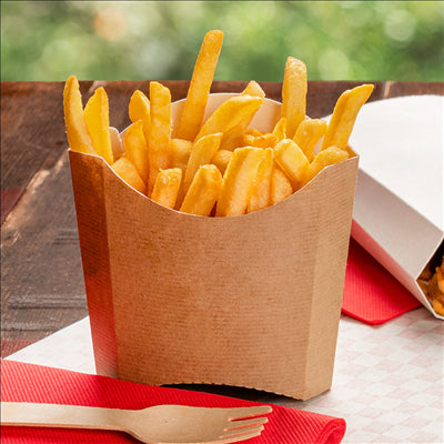 BOÎTES À FRITES STANDARD 'THEPACK' 135 G 220 G/M2 13x8x13,5 CM NATUREL CARTON ONDULÉ NANO-MICRO (1200 UNITÉS)