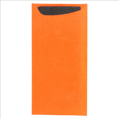 SACS COUVERTS + SERVIETTE 'JUST IN TIME' 90 + 10PE G/M2 11,2x22,5 CM ORANGE CELLULOSE (400 UNITÉS)