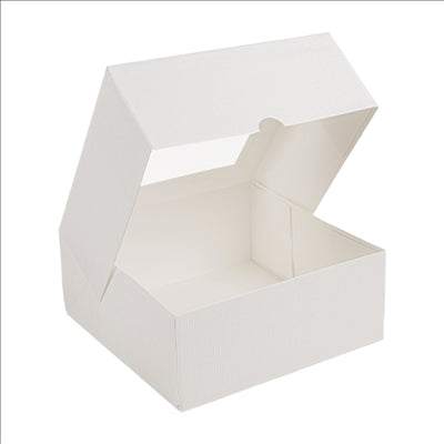 BOÎTES PATISSERIES AVEC FENÊTRE 'THEPACK' 250 G/M2 + OPP 18x18x7,5 CM BLANC CARTON ONDULÉ NANO-MICRO (200 UNITÉS)