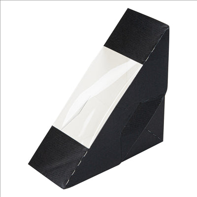 BOÎTES SANDWICH AVEC FENÊTRE - SIMPLE 'THEPACK' 230 G/M2 + OPP 12,4x12,4x5,5 CM NOIR CARTON ONDULÉ NANO-MICRO (500 UNITÉS)
