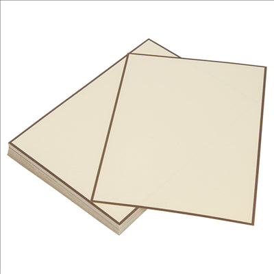 BRISTOLS POUR PORTE-MENUS - LISERÉ MARRON  130 G/M2 15,3x21 CM IVOIRE CARTON (100 UNITÉS)