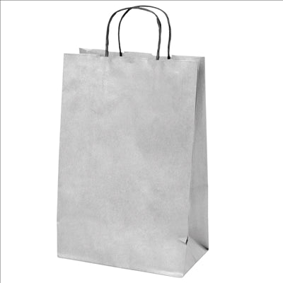 SACS SOS AVEC ANSES 2 BOUTEILLES  100 G/M2 18+10x39 CM ARGENTE KRAFT (250 UNITÉS)