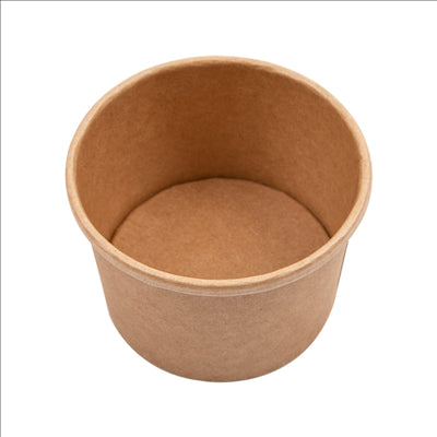 RÉCIPIENTS +COUVERCLES 240 ML - 8 oz 300 + 18 PE G/M2 Ø9/7,5x6 CM NATUREL KRAFT (250 UNITÉS)