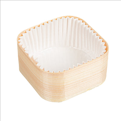 MINI BOÎTES CARRÉES + CARTON ET CAPSULE  8x8x4 CM NATUREL BOIS (200 UNITÉS)