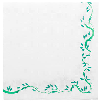 SERVIETTES ECOLABEL 'DOUBLE POINT - FLORALIA' 18 G/M2 40x40 CM BLANC OUATE (1200 UNITÉS)