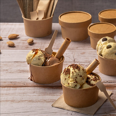 POTS À GLACES 240 ML 250 + 18 PE G/M2 Ø9,4x5,5 CM MARRON CARTON (2000 UNITÉS)