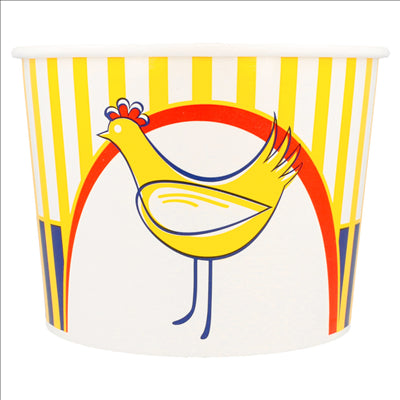 CONTAINERS POULET + COUVERCLES 1920 ML 13PE + 320 +18PE G/M2 Ø 16,8/13,9x12,3 CM BLANC CARTON (300 UNITÉS)