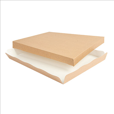 PLATEAUX + COUVERCLE 'THEPACK' 240 G/M2 32x27x4 CM NATUREL CARTON ONDULÉ NANO-MICRO (150 UNITÉS)