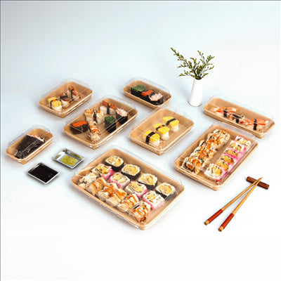 RÉCIPIENTS POUR "SUSHI"  20PE + 280 +16PE G/M2 14x8x2,4 CM NATUREL KRAFT (800 UNITÉS)