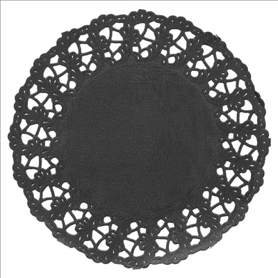 DENTELLES RONDES AJOURÉES  40 G/M2 Ø 11,5 CM NOIR PAPIER (250 UNITÉS)