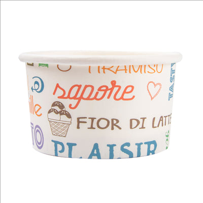 POTS À GLACES 'PAROLE' 70 ML 210 + 18 PE G/M2 Ø6,5x3,9 CM BLANC CARTON (2000 UNITÉS)