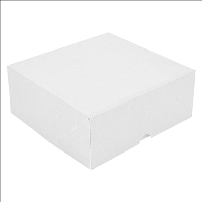 BOÎTES PATISSERIES SANS FENÊTRE 'THEPACK' 250 G/M2 18x18x7,5 CM BLANC CARTON ONDULÉ NANO-MICRO (200 UNITÉS)