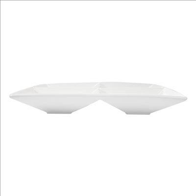 ASSIETTES CARRÉES 4 COMPARTIMENTS  29x29 CM BLANC PORCELAINE (6 UNITÉS)