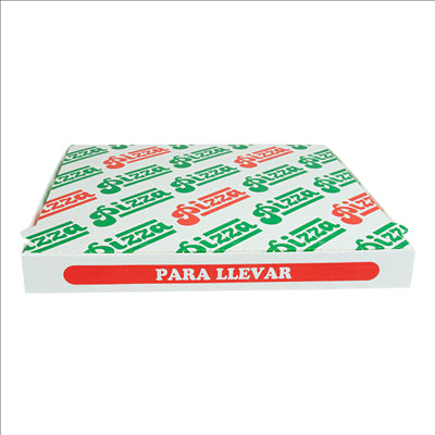 BOÎTES PIZZA 'THEPACK' 330 G/M2 36x36x4 CM BLANC CARTON ONDULÉ MICROCANAL (100 UNITÉS)