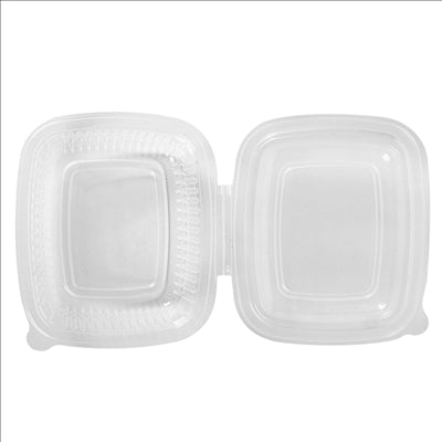 RÉCIPIENT AVEC COUVERCLE CHARNIÈRE 375 ML 14,3x12,6x4,1 CM TRANSPARENT PP (300 UNITÉS)