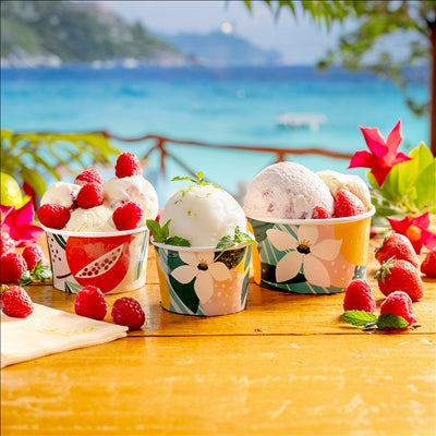 POTS À GLACES 'AMALFI' 180 ML 250 + 18 PE G/M2 Ø 8,7x5,2 CM BLANC CARTON (2000 UNITÉS)