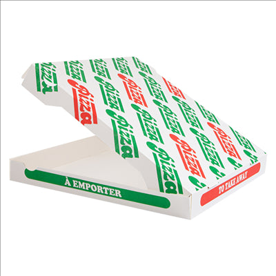 BOÎTES PIZZA 'THEPACK' 330 G/M2 36x36x4 CM BLANC CARTON ONDULÉ MICROCANAL (100 UNITÉS)