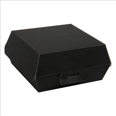 BOÎTES HAMBURGER 'THEPACK' 230 G/M2 14,2x13,7x6,1 CM (L) NOIR CARTON ONDULÉ NANO-MICRO (500 UNITÉS)