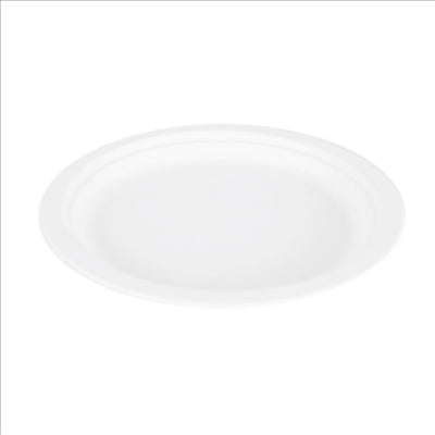 ASSIETTES 'BIONIC'  Ø 18x1,8 CM BLANC BAGASSE (1000 UNITÉS)