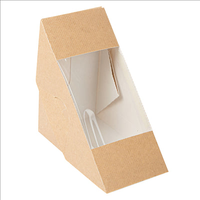 BOÎTES SANDWICH AVEC FENÊTRE - DOBLE 'THEPACK' 220 G/M2 + OPP 12,4x12,4x7,5 CM NATUREL CARTON ONDULÉ NANO-MICRO (500 UNITÉS)