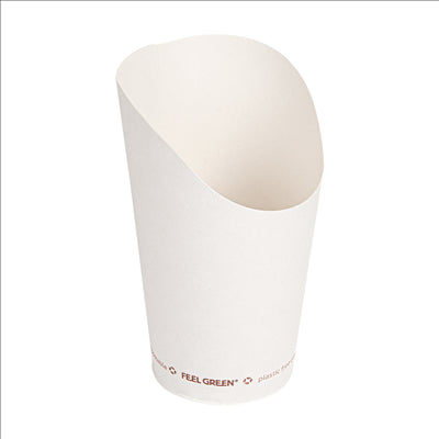 GOBELETS À FRITES OUVERT 'COMPOSTABLE' 16 OZ - 480 ML 242 G/M2 Ø8,5x13,5 CM BLANC CARTON (1000 UNITÉS)