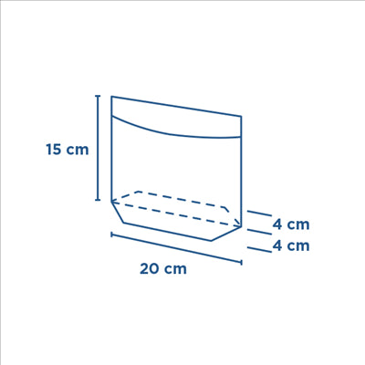 RÉCIPIENTS AVEC BASE ET FENÊTRE AUTO FERMETURE 'TURTLE PACK' 50 G/M2 + 15 PP 20+4/4x15 CM NATUREL KRAFT (100 UNITÉS)