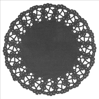 DENTELLES RONDES AJOURÉES  40 G/M2 Ø 14 CM NOIR PAPIER (250 UNITÉS)
